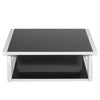 Rectangle Black Tempered Glass Coffee Table Modern Living Room with Lower Shelf