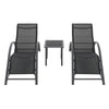 Steel Sun Lounger Set Reclining Bed Side Table Garden Furniture 2 Deck Chairs UK