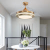 Retractable LED Ceiling Fan with Lights Crystal Chandelier Dimmable Lamp Remote