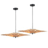Retro Chandelier Ceiling Light Vintage Wood Woven Ceiling Lamp Dining Table Hang