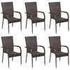 7 Piece Garden Dining Set Poly Rattan Brown T2O4