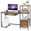 Wooden Computer Desk 3-Tier Shelves Computer Workstation W/ CPU Stand & Drawer