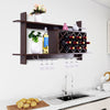 Wall-Mounted Wine Rack Wooden Wine Bottle Holder for 10 Bottles 6 Wine Glasses