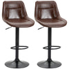 Modern Swivel Bar Stools Set of 2 Adjustable Height Bar Chairs Footrest Brown