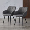2pcs Dining Chairs Set Faux Leather Padded Metal Legs Reception Chair Armchair