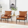 1 Seater Brown Faux Leather Sofa Armchair Couch Living Room Metal Legs Modern