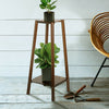 Indoor Corner Plant Stand Pot Holder Wooden Flower Shelf 2 Tier Display Rack UK