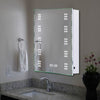RECTANGULAR LED ILLUMINATED BATHROOM MIRROR CABINET DEMISTER SHAVER SENSOR CLOCK