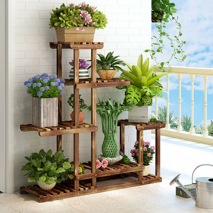 Anticorrosion Wooden Plant Flower Stand Pot Bonsai Display Rack Thickened Frame