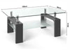 Rectangle Glass Coffee Table With Storage Shelf Modern Living Room Furniture