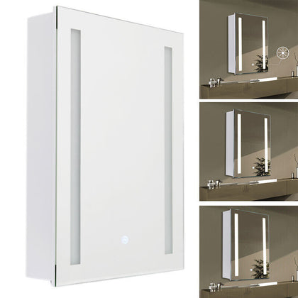 LED Bathroom Illuminated Mirror Lighted Cabinet Demister Sensor Shaver Touch UK