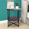 2 Tier Round Tea Side End Table with Shelf Bedroom Living Room Office Furniture
