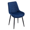 Set of 2 Blue Dining Chairs Diamond Velvet Padded Seat Back Dining Room Chair