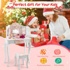 2 in 1 Kids Vanity Table and Chair Set Makeup Dressing Table W/ Mirror & Drawer