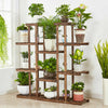 Anti-mould Wooden Plant Stand Tall Vintage 11 Holders Flower Herb Pot Rack Shelf