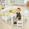 4PCS Kids Table & Chair Set 2-In-1 Wooden Toddler Activity Furniture Storage Box