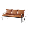 1/2/3 Seater Brown Faux Leather Sofa Armchair Couch Living Room Modern Metal Leg
