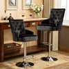 Luxury Black Grey Velvet Swivel Bar Stool Lion Knocker & Cross Stitch High Back