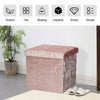 Crushed Velvet Diamante Ottoman Storage Box Folding Stool Space Saving Pink Grey