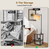 Floor Lamp with Table Shelves Linen Lampshade Standing Lamp Bed Sofa Side Table