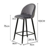2X Bar Stools PU/ Velvet/ Fabric Breakfast Stool Chairs Kitchen Pub Grey Brown