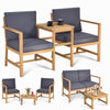 3 in 1 Wooden Companion Set Garden Bench Table & Chair Patio Love Seat W/Cushion