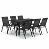 7 Piece Garden Dining Set Black A3Y4