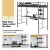 3.5FT Sigle Metal Loft Bed Frame High Sleeper Bunk Bed W/ Desk & Storage Shelves