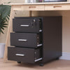 Black Mobile 3 Drawers Filing Pedestal Cabinets File Chest Storage Wooden Office