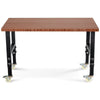 120cm Adjustable Workbench Heavy-duty Workstation Bamboo Top Lockable Casters