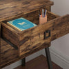 Bestirt Small Bedside Table w/ Drawer&Shelves for Bedroom Rustic Night Stand