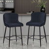 Set of 2 Bar Stools Velvet Modern Bar Chair Metal Legs Home Kitchen Black New