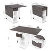Wooden Mobile Drop Leaf Dining Table Folding Desk w/2 Wheels Storage Shelf Grey