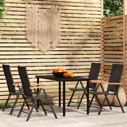 5 Piece Garden Dining Set Black I3L5