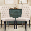 2/4PCS Linen Buttoned Dining Chairs Wooden Legs High Back Home Restaurant Seat