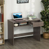 Modern Computer Work Desk Table Study w, Shelf Drawer Writing Station Grey