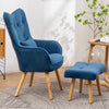 Upholstered Velvet Armchair with Footstool Accent Chair Lounge Sofa Wood Legs
