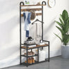 Functional Coat Rack Stand with Shoe Rack Storage Shelf & 9 Hooks Entryway Bench