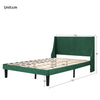 Double Size Bed 4FT6 Velvet Upholstered Bed Frame with Wood Slat Support BT