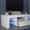 White TV Stand Cabinet Cupboard High Gloss Front Matt Unit Glass Shelf LED Light