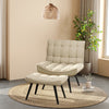 Upholstered Armchair Footstool Set Vintage Tufted Accent Living Room Fireside