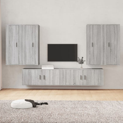 6 Piece TV Cabinet Set Grey Sonoma Engineered Wood L6W0