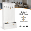3-in-1 Hall Tree Shoe Storage Bench & Coat Rack Entryway Storage 5 Double Hooks