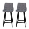 2X Bar Stools PU/ Velvet/ Fabric Breakfast Stool Chairs Kitchen Pub Grey Brown