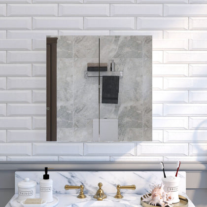 Mirrored Bathroom Cabinet Double Full Door Cupboard Storage Shelf Wall Mounted