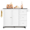 Rolling Kitchen Cart w/ 3 Drawers Kitchen Island w/ Towel Rack and Spice Rack