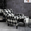 Black Check Recliner Armchair Wing Back Fireside Check Fabric Sofa Lounge Chair