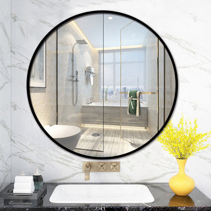 Bathroom HD Mirror Wall Mirror Black Metal Frame Bedroom Makeup Dressing Mirror