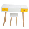 Dressing Table Stool Set Vanity Makeup Desk with Drawer Foldable Mirror Bedroom