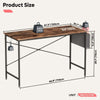 120cm Long Desk Industrial Computer Table w/ Headphone Hook Pocket for Writing